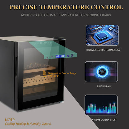 50L Cigar Humidors with 3-IN-1 Cooling, Heating & Humidity Control, 250 Counts Capacity Cigar Humidor Humidifiers with Constant Temperature Controller