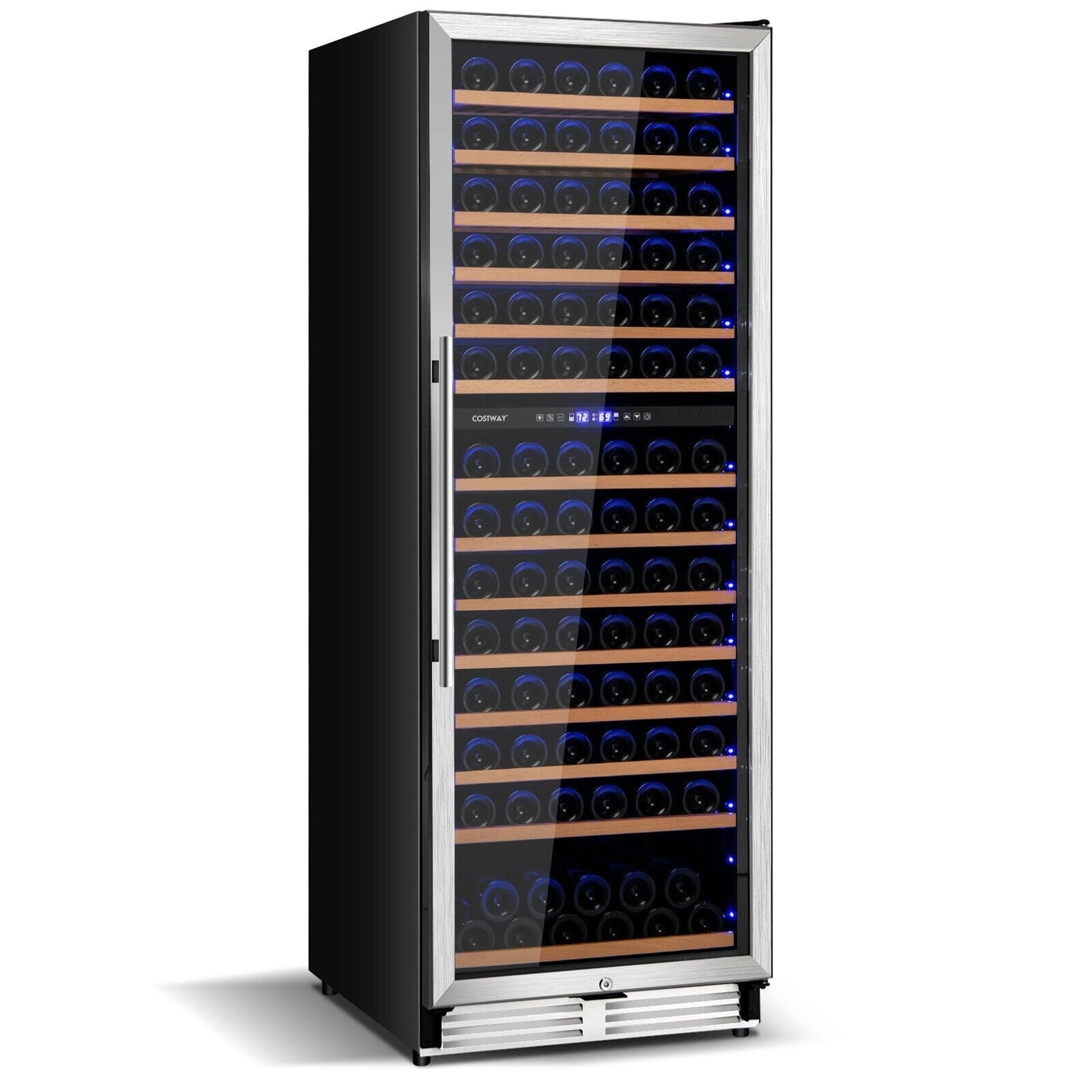 154-Bottle Freestanding Wine Cooler Refrigerator Dual Zone Wine Cellar with Dual Temperature Control-Silver