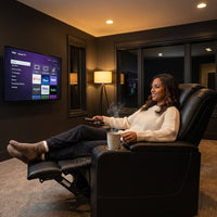 36.22" W Luxury Individual Seat Top Faux Leather Home Theater Seat Recliners Quadruple Seat with USB & Dual Cup Holders & Arm Storage (Set of 4) — Lifestyle