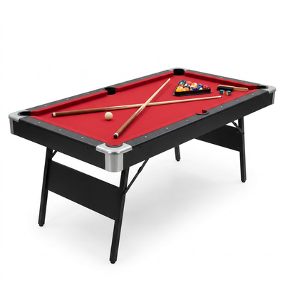 Foldable Pool Table Built for Home Game Rooms, 6.7 Foot Portable Design, Complete Accessory Set, MDF Construction